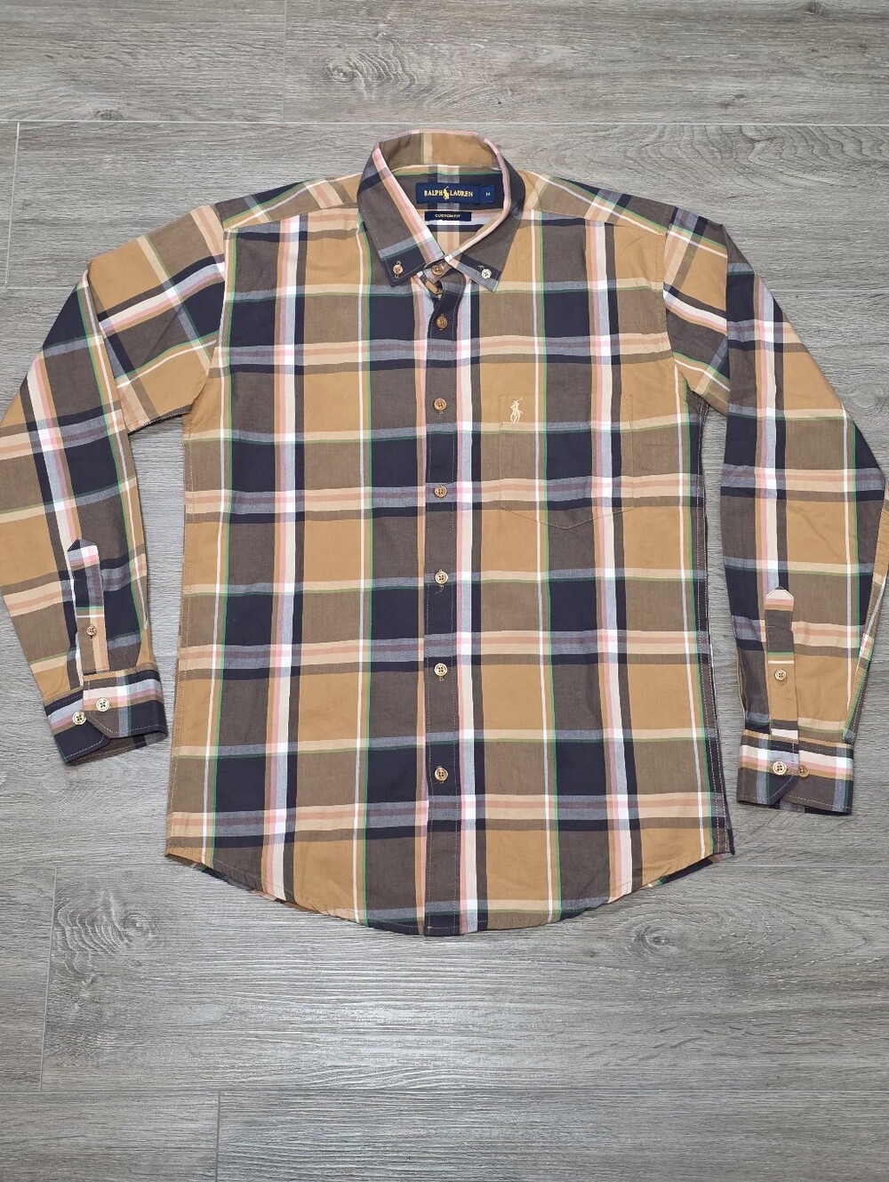 Ralph Lauren Custom Fit Plaid Button Down Shirt Mens Sz M - Picture 2 of 4